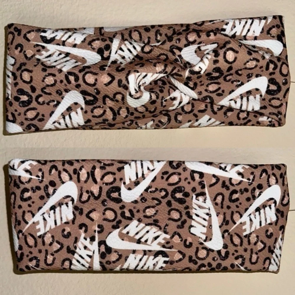 Nike leopard print twist front headband new